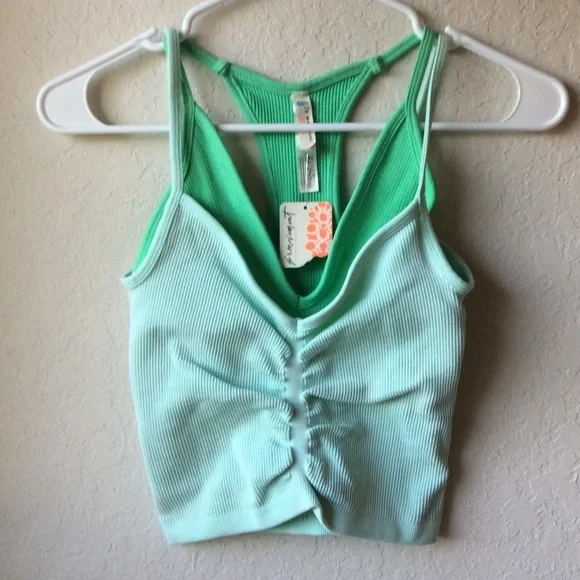 Free People Double The Fun Cami in White/Spearmint Combo ~ New ~ Size XS/S - Picture 4 of 10